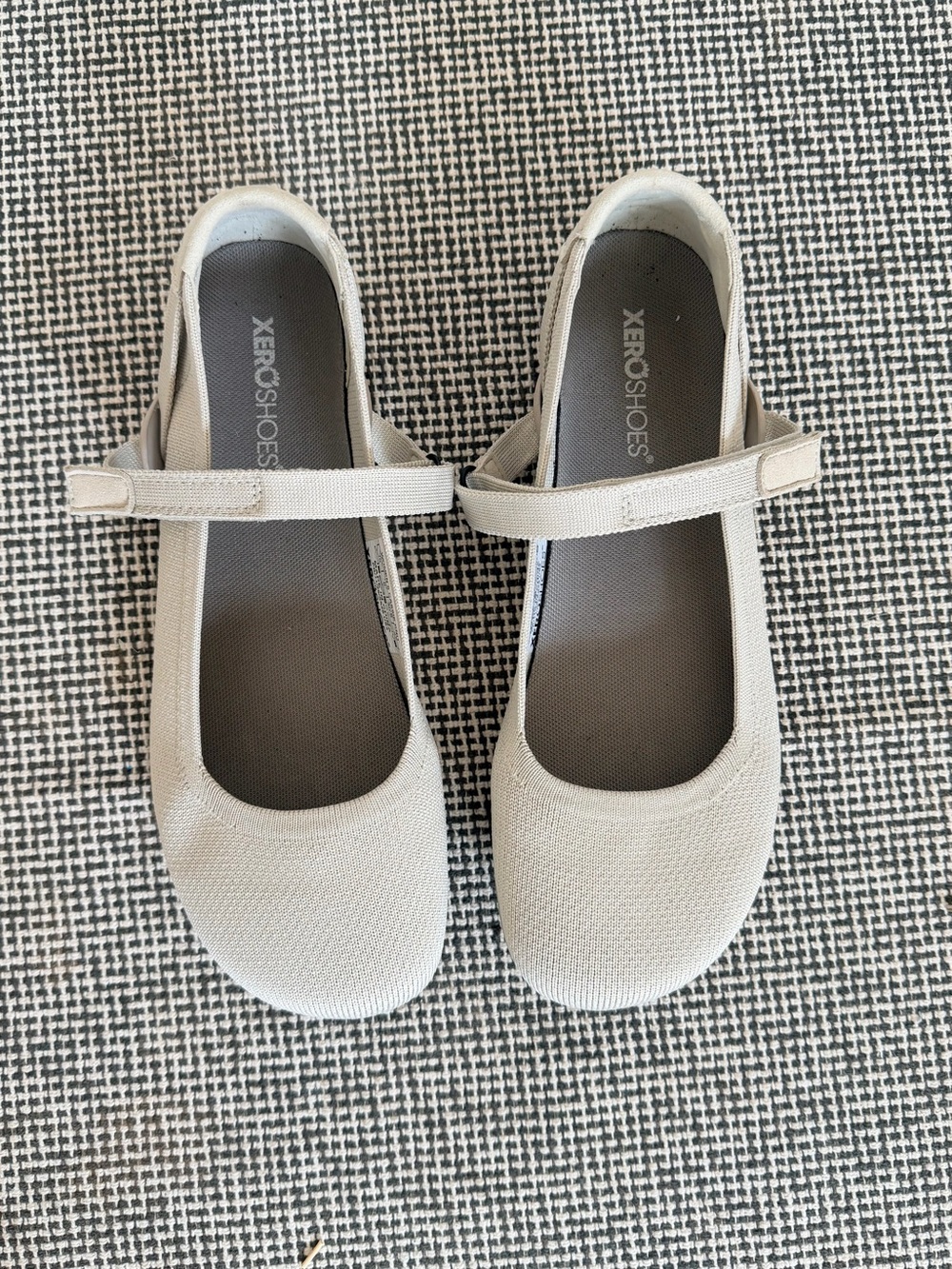 Xero Shoes, Cassie Knit Minimalist Mary Jane in Silver/Cream